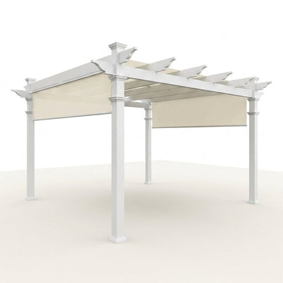 Outdoor Pergola Built for Year-Round Entertaining, 10x10 Weather-Resistant Vinyl, Adjustable Canvas Canopy