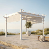 120"L X 120"W X 108"H Vinyl Malibu Canopy Pergola, White, VA42057 — Studio Shot
