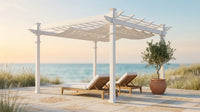 120"L X 120"W X 108"H Vinyl Malibu Canopy Pergola, White, VA42057 — Lifestyle