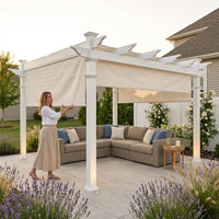 120"L X 120"W X 108"H Vinyl Malibu Canopy Pergola, White, VA42057 — Lifestyle
