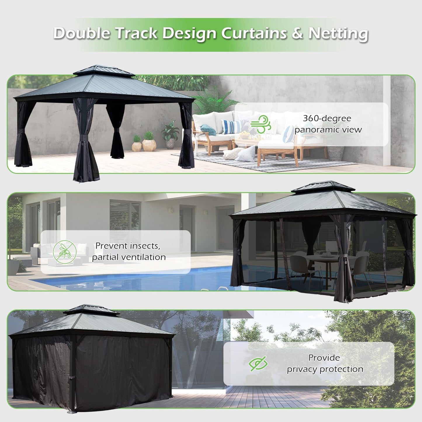 12'x16' Hardtop Gazebo with Resin Roof