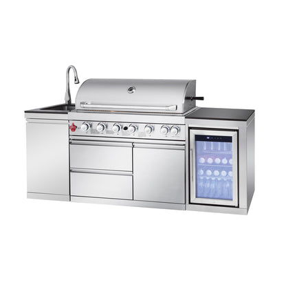 Outdoor Kitchen Island 82.5 Inch 6 Burner Propane Gas BBQ Grill