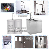 Outdoor Kitchen Island Built for Entertaining, 104" Propane Gas Grill, Built-in Sink, Compact Refrigerator
