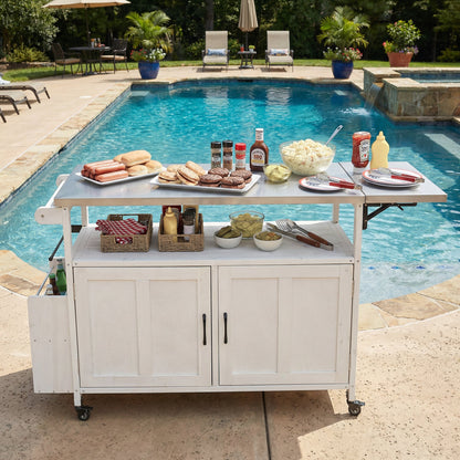 Foldable Outdoor Kitchen Island with Lockable Wheels