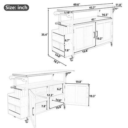Foldable Outdoor Kitchen Island with Lockable Wheels