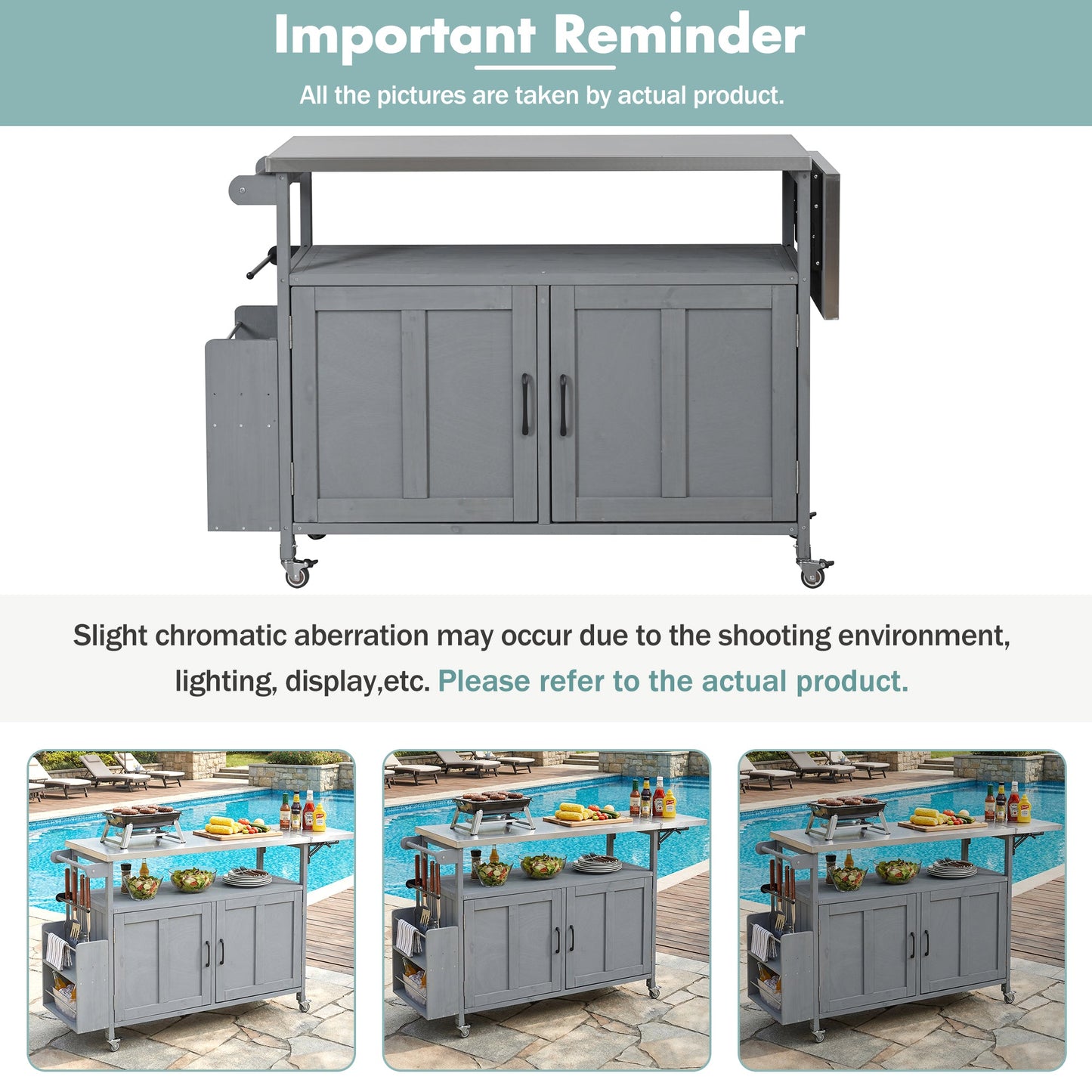 Foldable Outdoor Kitchen Island with Lockable Wheels