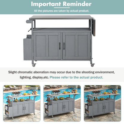 Foldable Outdoor Kitchen Island with Lockable Wheels
