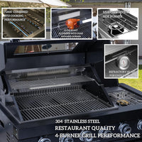 Outdoor Kitchen Island Built for Entertaining, 104" Propane Gas Grill, Built-in Sink, Compact Refrigerator