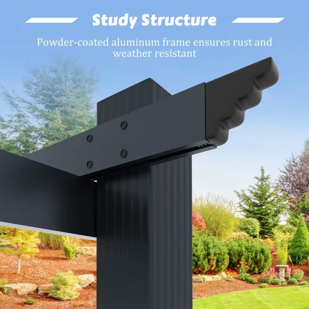 10 Ft. X 10 Ft. Beige Aluminum Outdoor Patio Pergola with Retractable Sun Shade Canopy Cover